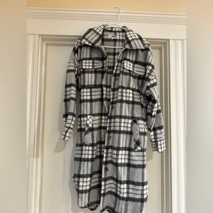 Ci Sono Black and White Plaid Utility Jacket